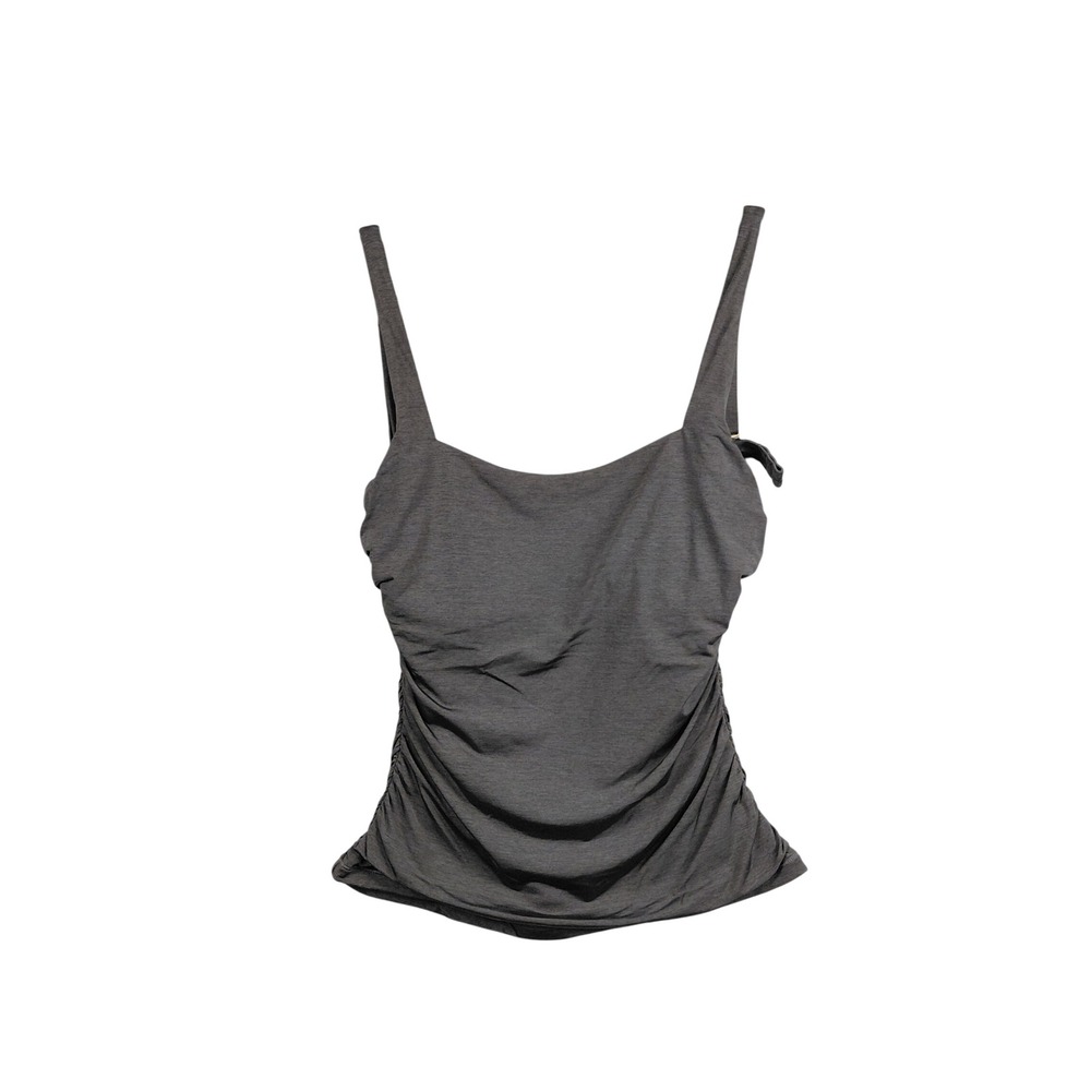 Athleta Aqualuxe Tankini Top Charcoal Gray Ruched 36D/DD 405925